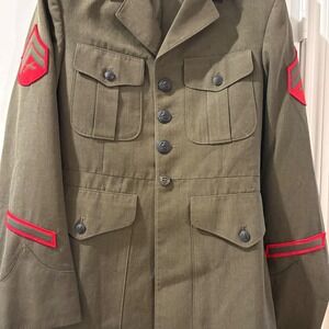 USMC US Marine Corps Mens Dress Uniform Jacket OD Green Coat 38S DSCP Crown